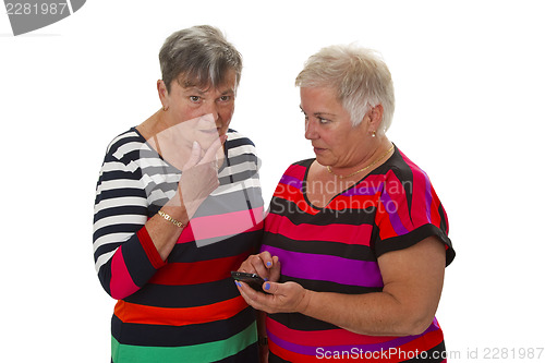 Image of Two female senior with cellphone