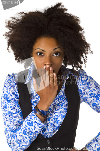 Image of Yawning afro american woman