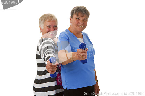 Image of Female seniors with dumbbell