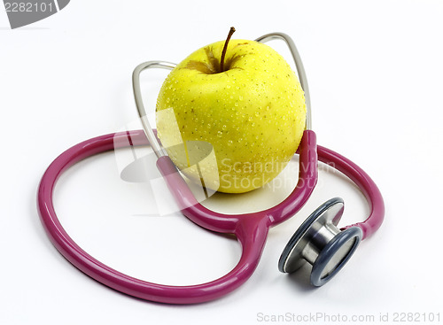 Image of stethoscope and an apple