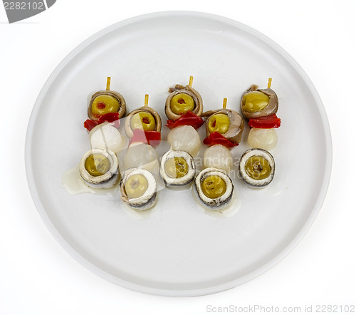 Image of anchovy olives flags