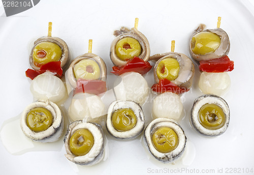 Image of anchovy olives flags