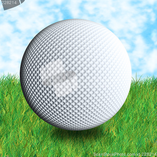 Image of golf ball grass and sky