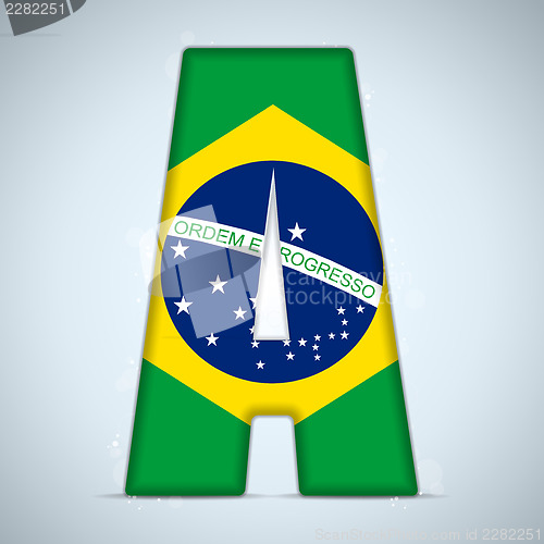 Image of Brazil Flag Brazilian Alphabet Letters Words