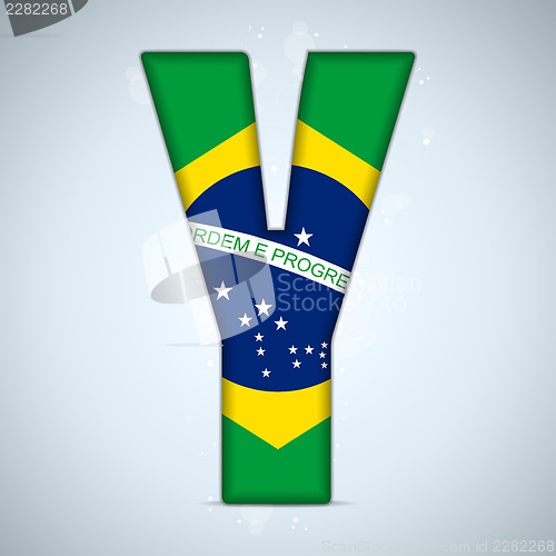 Image of Brazil Flag Brazilian Alphabet Letters Words