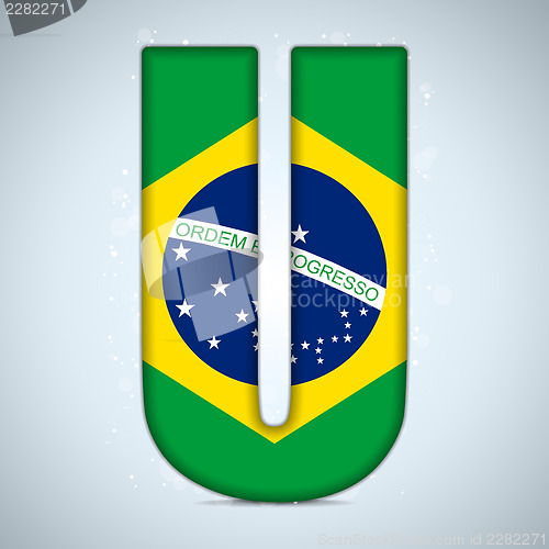 Image of Brazil Flag Brazilian Alphabet Letters Words