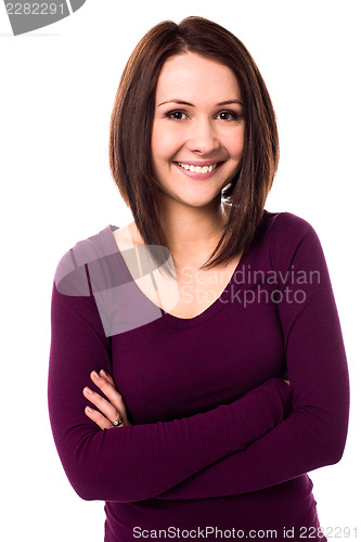 Image of Attractive girl posing confidently