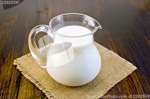 Image of Milk in a glass jar on sacking