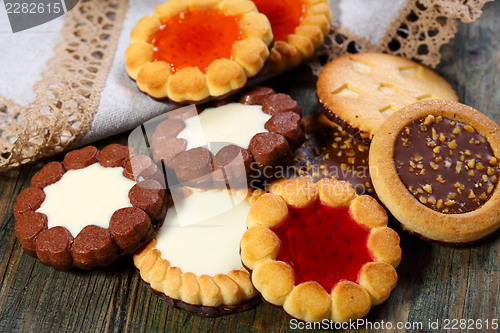 Image of Cookies with chocolate closeup.
