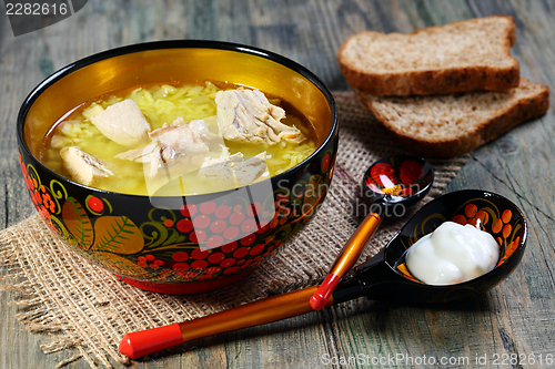 Image of Meat soup with rice.