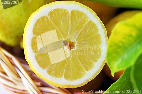 Image of Slice of ripe lemon