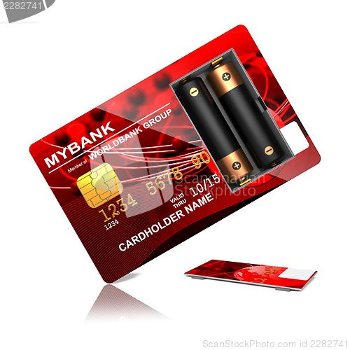 Image of Credit Card with two Batteries.