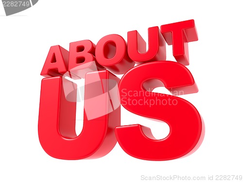 Image of About Us - Red 3D Text.