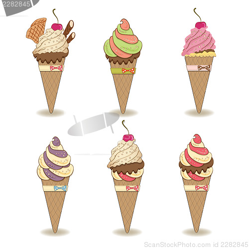 Image of icecream items set isolated on white background