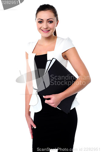 Image of Happy businesswoman is ready to attend meeting