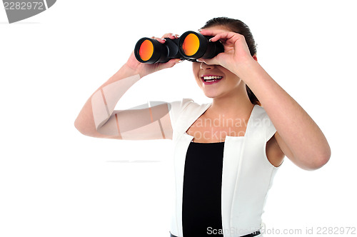 Image of Lady looking through the binocular