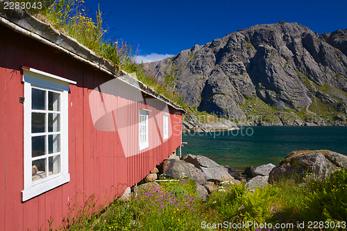 Image of Fishing hut by fjord