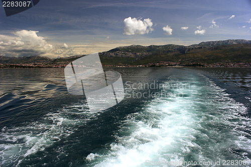 Image of Adriatic seascape with ship trace