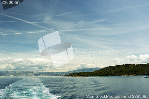 Image of Adriatic seascape with ship trace