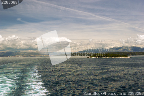 Image of Adriatic seascape with ship trace