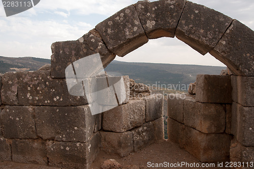 Image of Israeli landscape with castle and sky