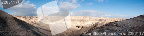 Image of Christian travel in judean desert panorama