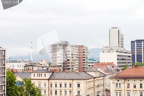 Image of rooftop view of office buildings apartments condos business  Lju