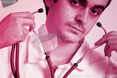 Image of Portrait of a young doctor with stethoscope.