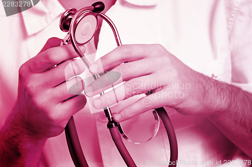 Image of Portrait of a young doctor with stethoscope.