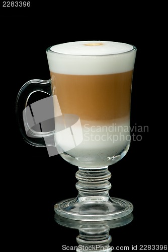 Image of coffe latte cup on the black background