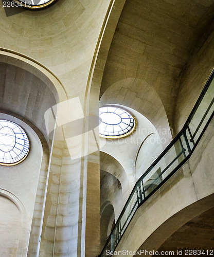 Image of The interior stairway between the floors in the Louvre. 