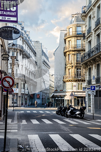Image of Early morning, first rays of the sun touch the streets of Paris 