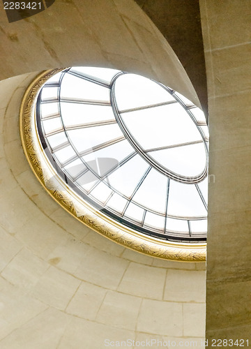 Image of The interior stairway between the floors in the Louvre. 