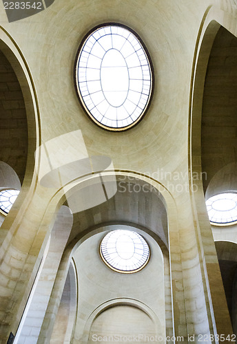 Image of The interior stairway between the floors in the Louvre. 