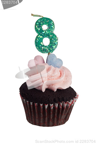 Image of Mini cupcake with number eight candle