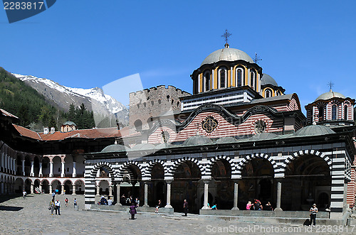 Image of Rila Monastery and Snowy Mountain