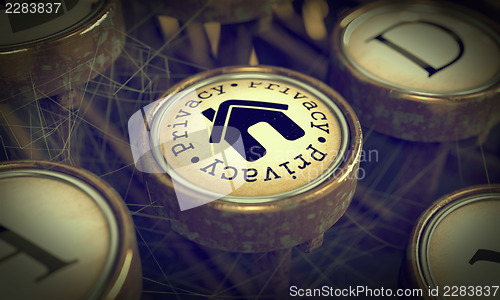 Image of Privacy Typewriter Key. Grunge Background.