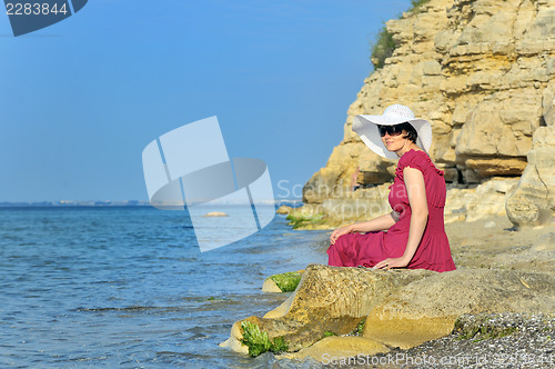 Image of young woman portrait on the beach