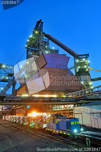 Image of industrial building at night