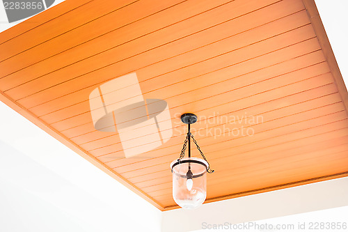 Image of Modern ceiling lamp in a new home 