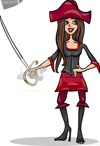 Image of woman pirate cartoon illustration