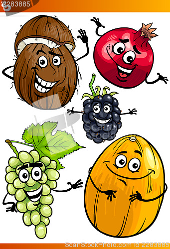 Image of funny fruits cartoon illustration set