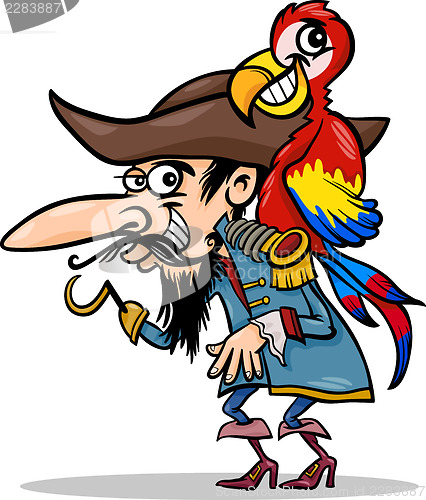 Image of pirate with parrot cartoon illustration