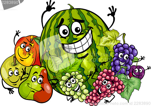 Image of fruits group cartoon illustration