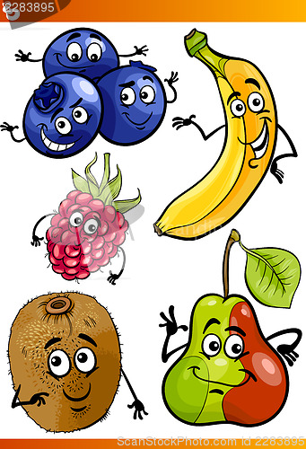 Image of funny fruits cartoon illustration set