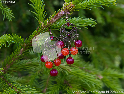 Image of Earrings in glass yellow- orange  berries