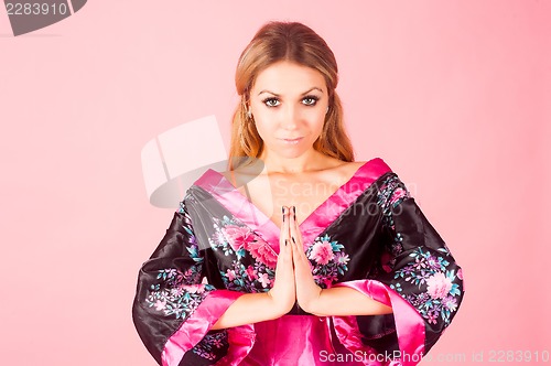 Image of beautiful woman in japanese kimono