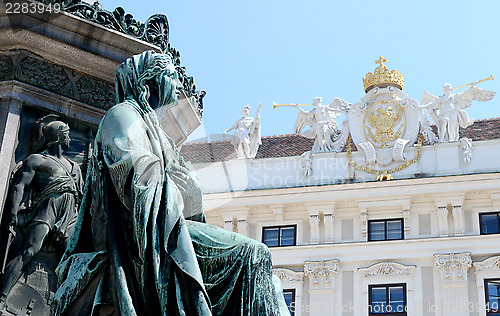 Image of Detail of the monument to Kaiser Franz I against the Hofburg in 