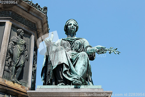 Image of Detail of the Kaiser Franz I monument symbolising war and peace