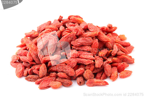 Image of Dried wolfberry fruit on white background